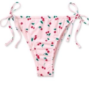 WOMENS SIDE TIE BIKINI BOTTOMS CHERRY PRINT ULTRA HIGH LEG WILD FABLE